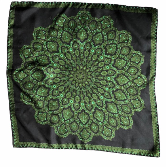 Vintage Accessories - Navy Medallion Fall Silk Scarf | Vintage Ashear